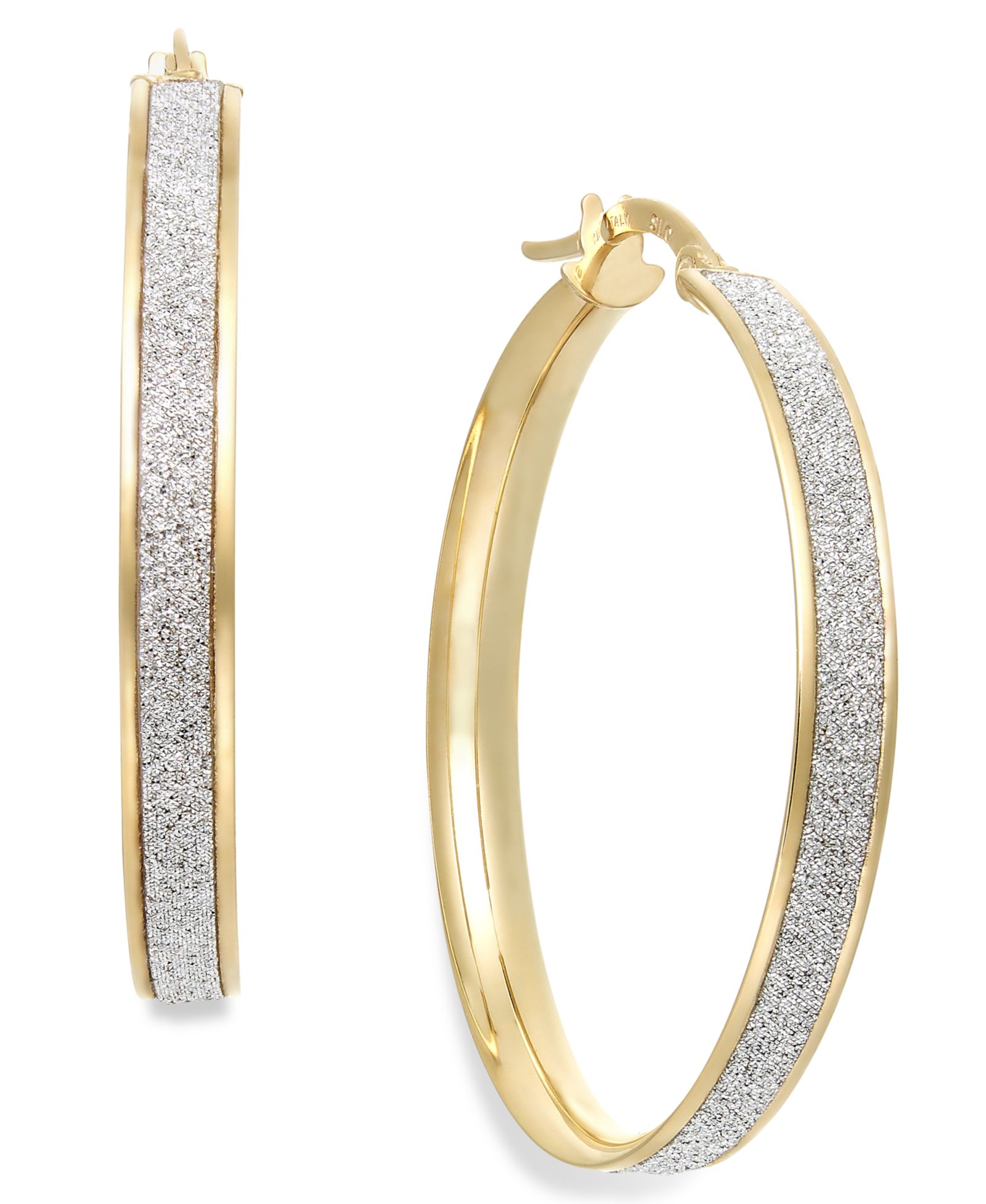Серьги-кольца Italian Gold Glitter в 14k Gold (30mm)
