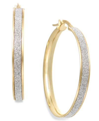 Серьги-кольца Italian Gold Glitter в 14k Gold (30mm)