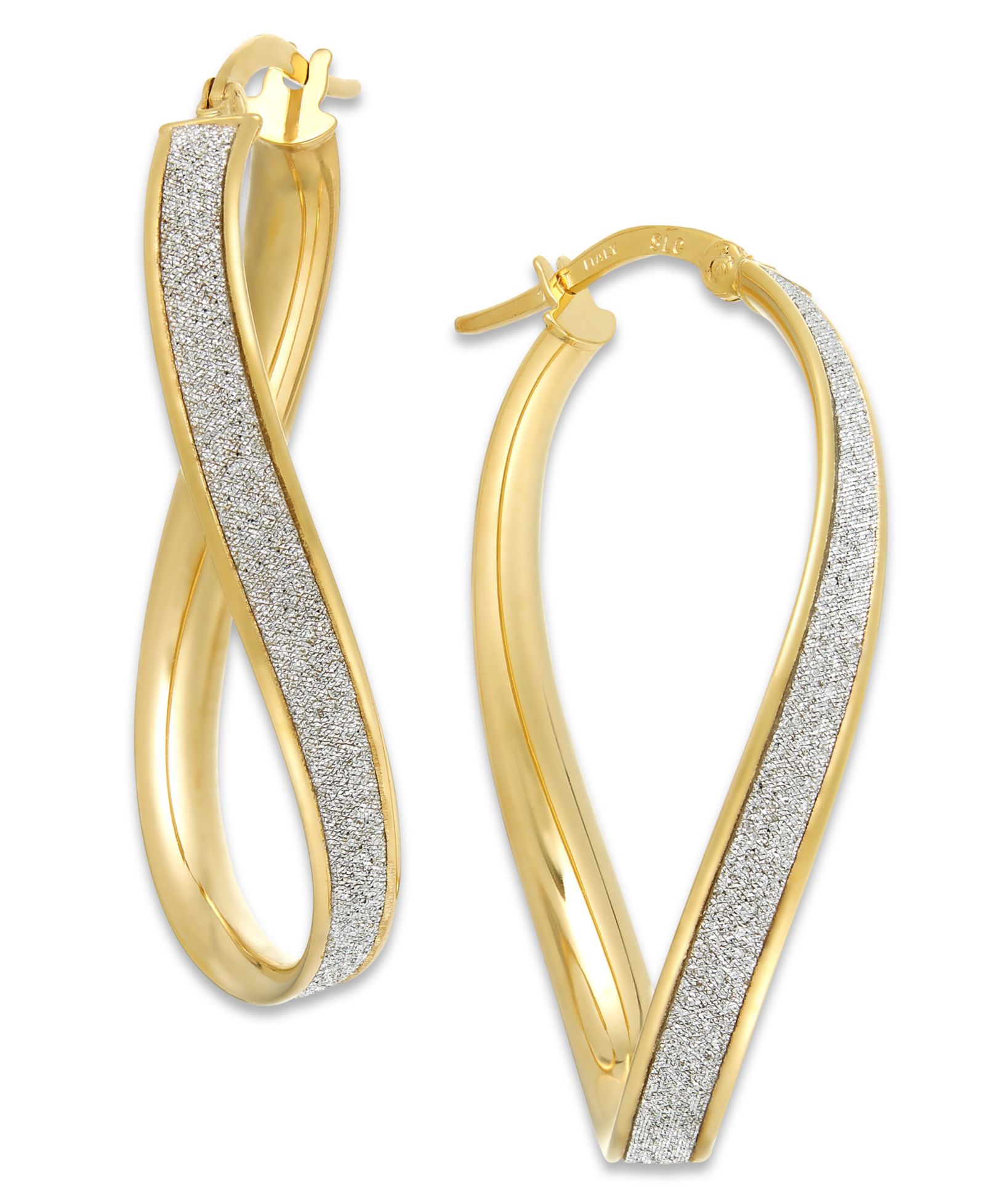 Серьги-кольца Italian Gold Glitter Wavy 14k Gold