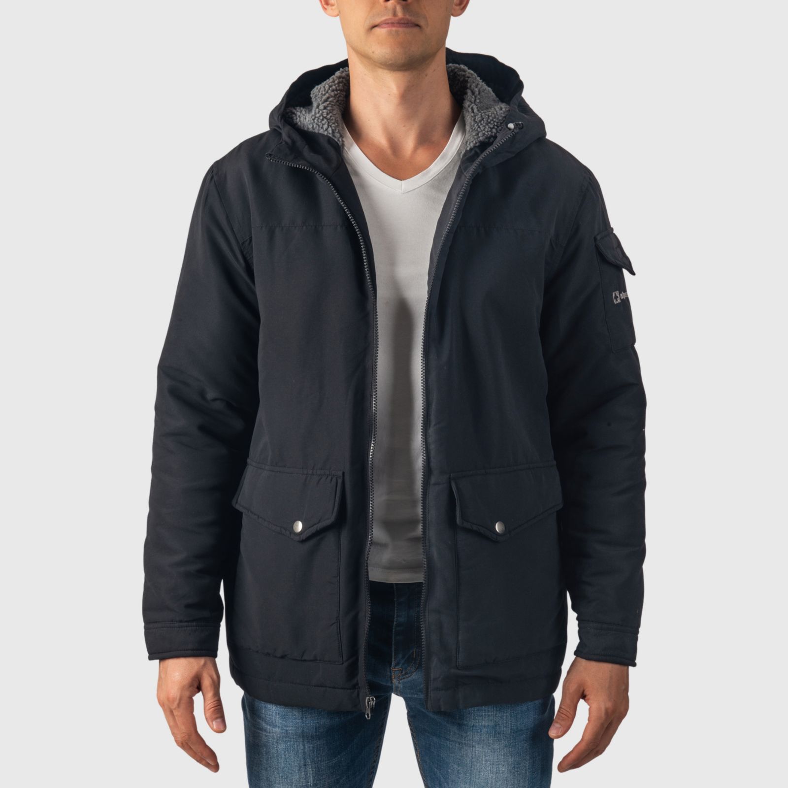 Мужская зимняя парка Alpine Swiss Mens Sherpa Lined Hooded Winter Coat Cargo Utility Jacket