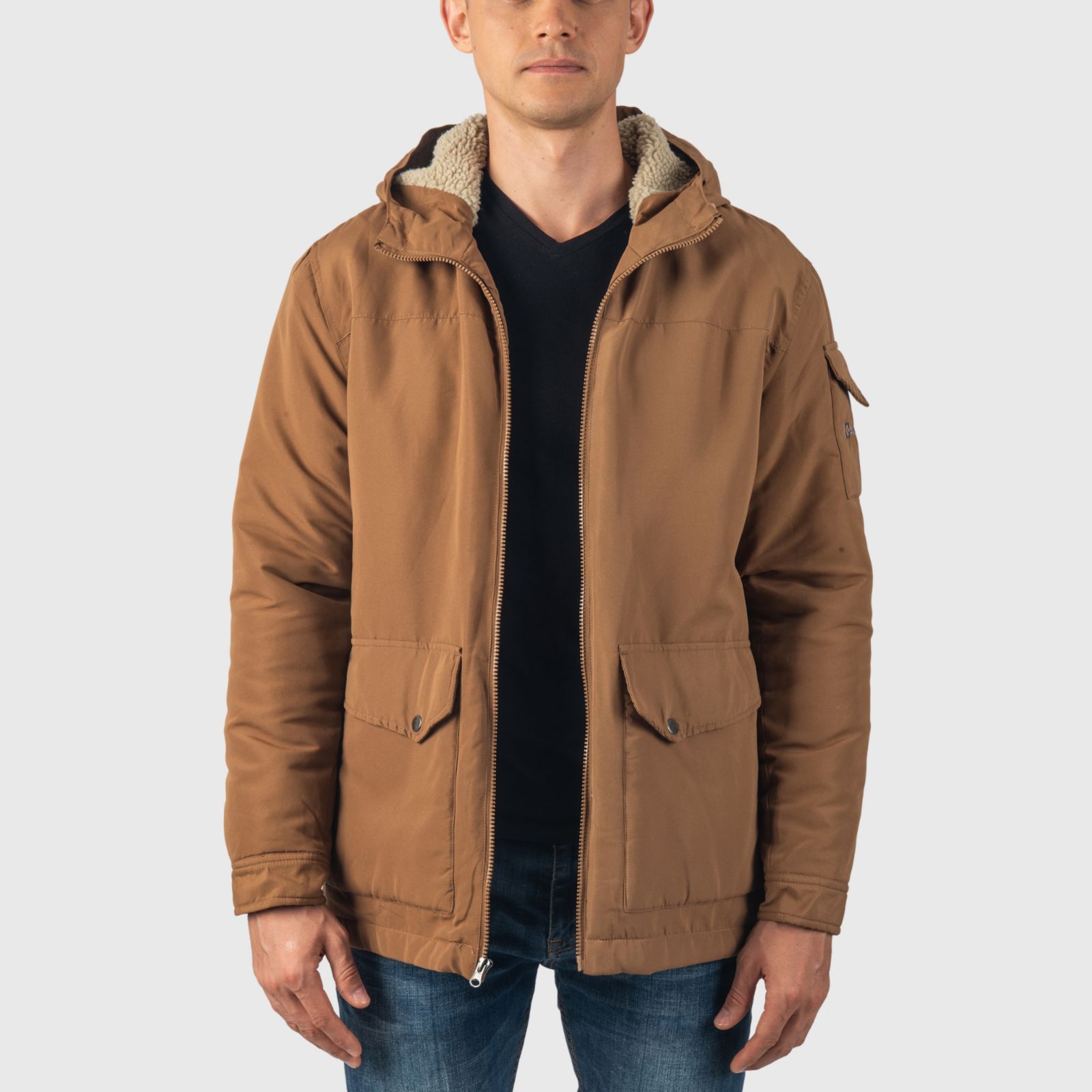 Alpine Swiss Mens Sherpa Lined Parka Hooded Winter Coat Cargo Utility Jacket