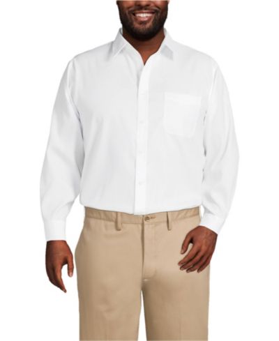 Мужская рубашка Lands' End Traditional Fit Solid No Iron Supima Pinpoint Straight Collar