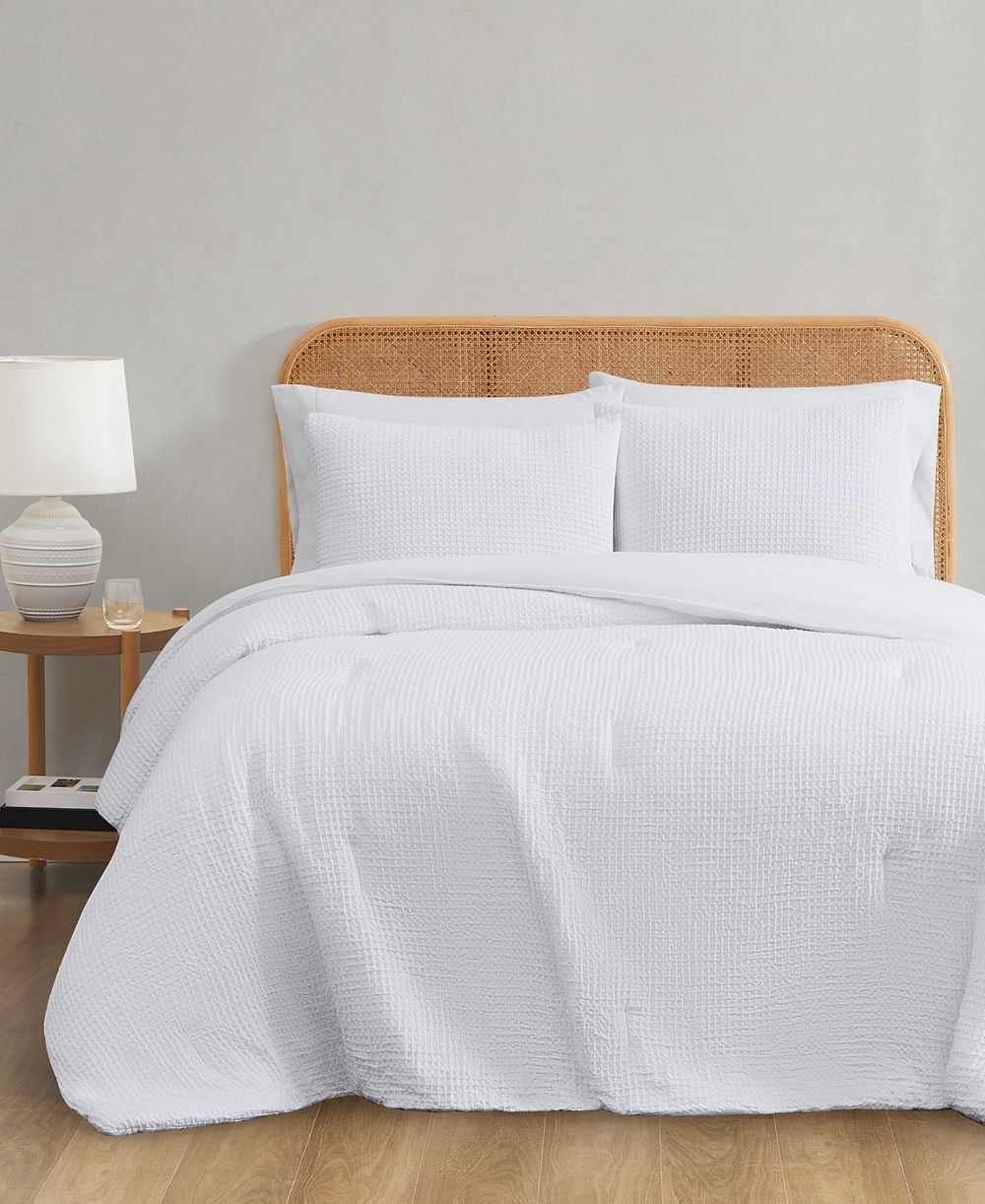 Truly Soft Textured Waffle 3 Piece Comforter Set, Full/Queen