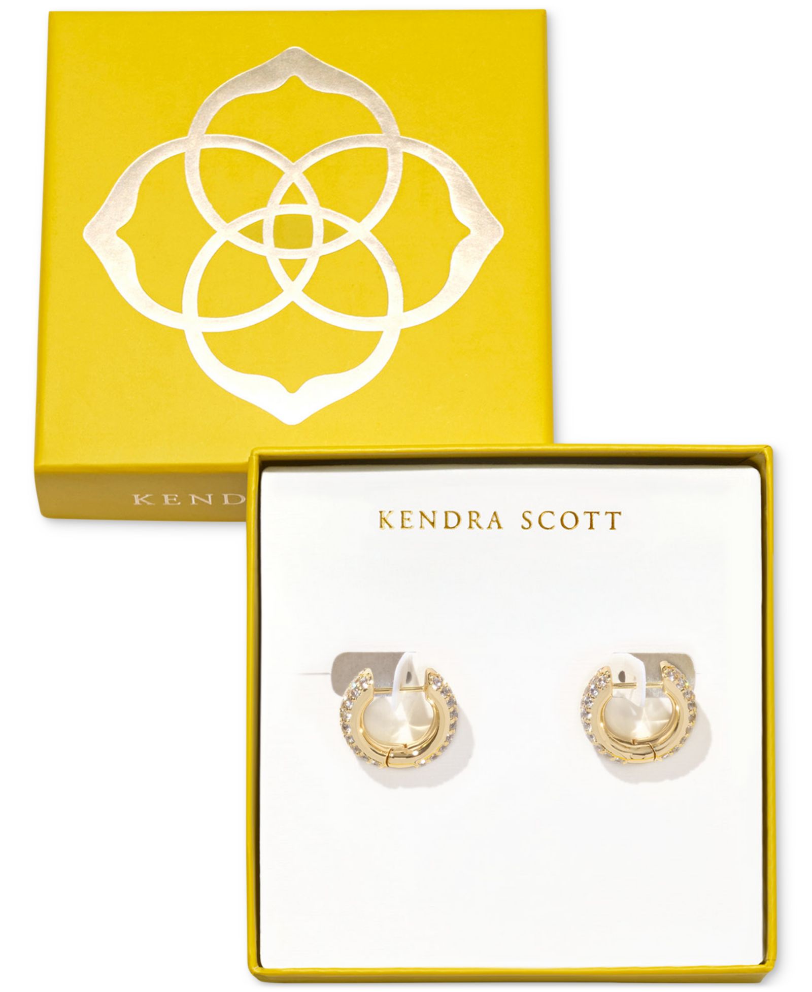 Серьги-кольца Kendra Scott с позолотой 14k, маленькие pavé huggie, 0.62"