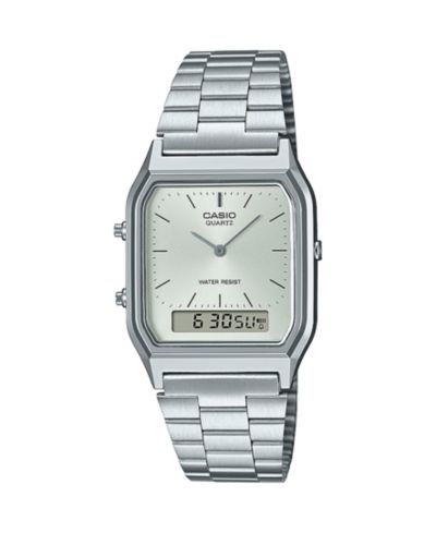 Casio Unisex Analog Digital Casio Silver-Tone Color Stainless Steel Watch, 29.8mm, AQ230A-7AVT