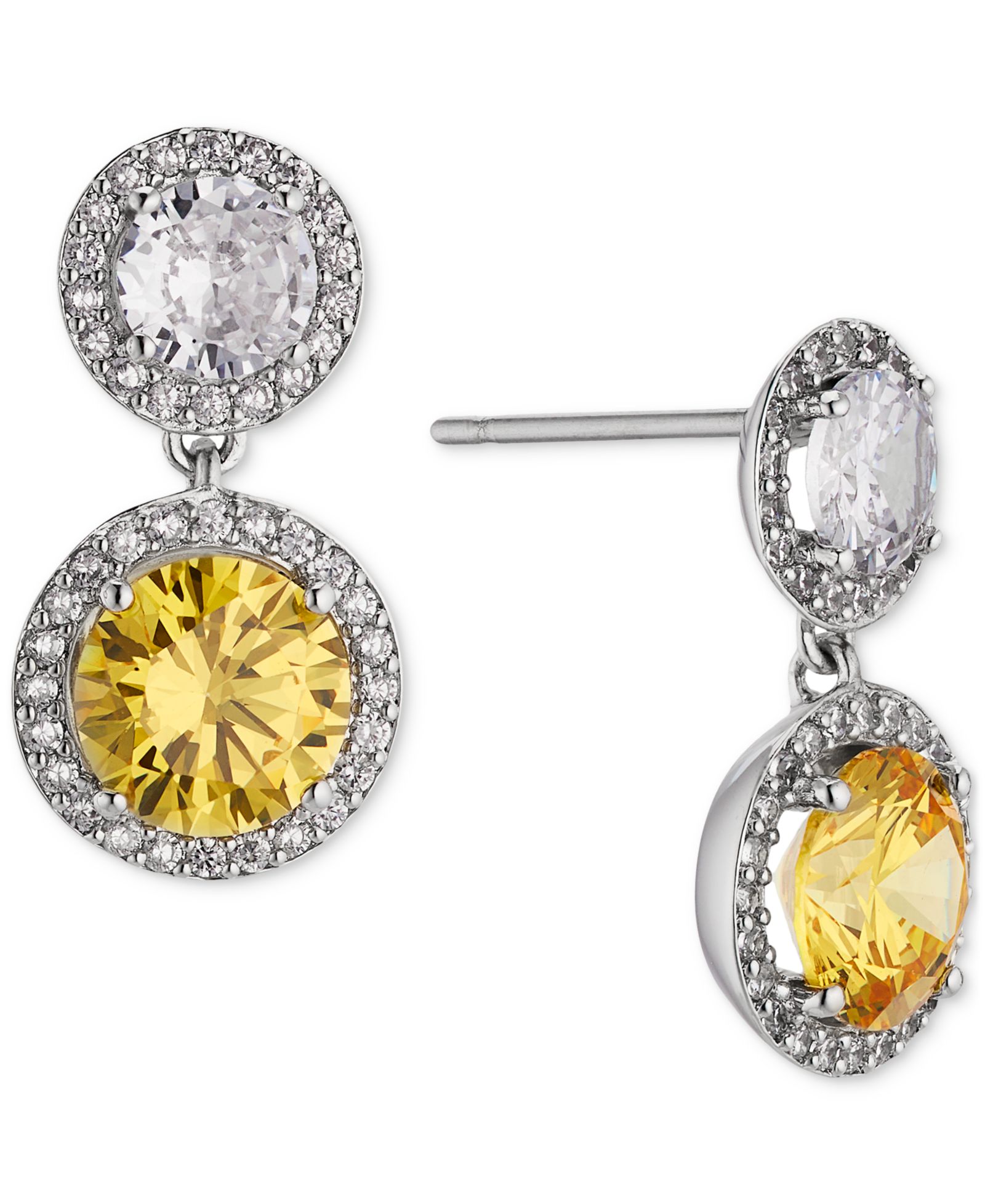 Eliot Danori Silver-Tone Mixed Cubic Zirconia Drop Earrings, Created for Macy's