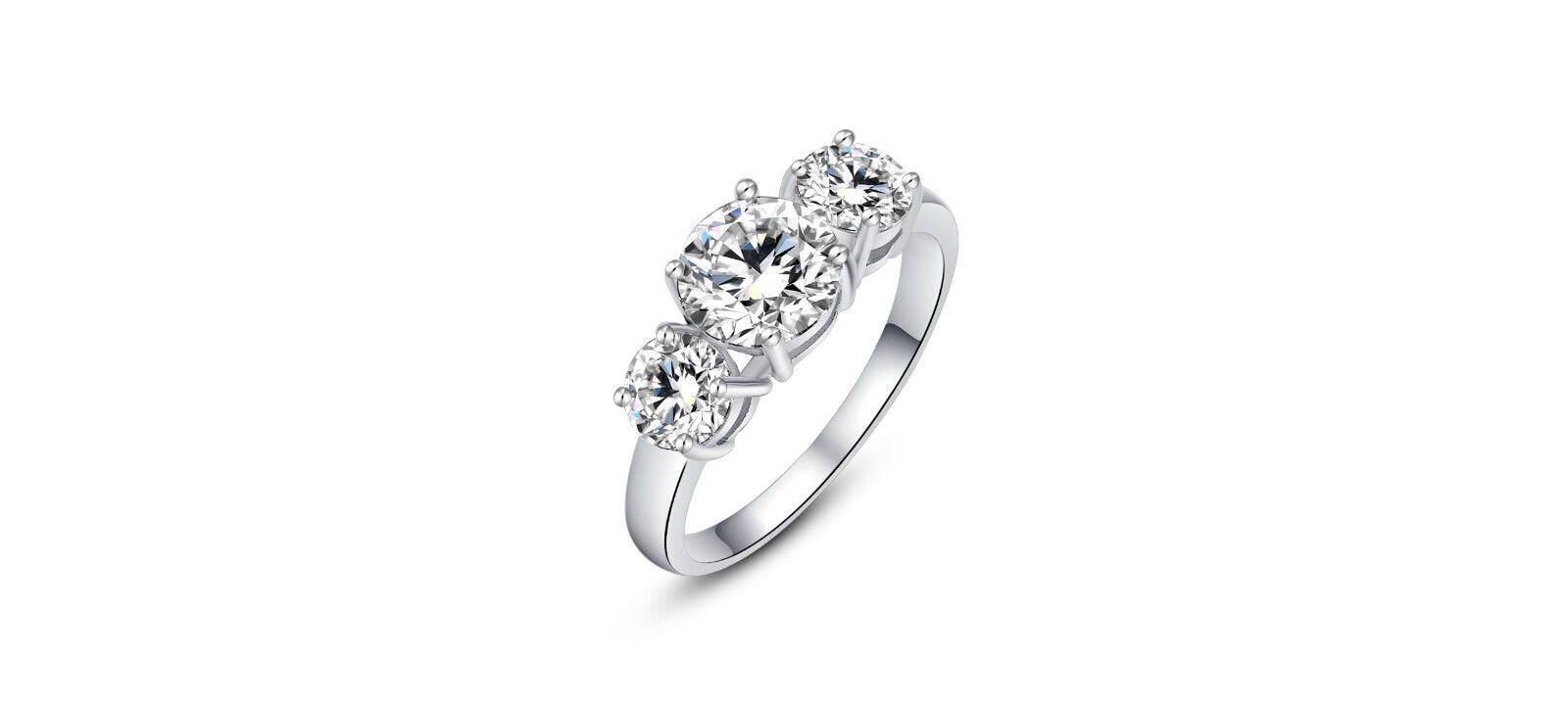 Three Stone Cubic Zirconia Ring for Women