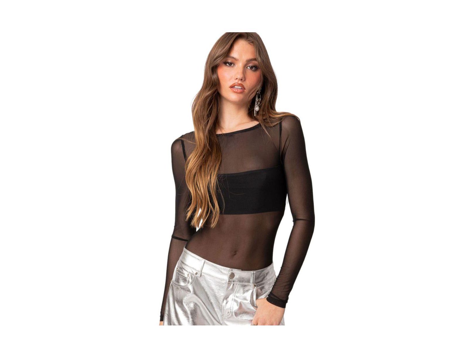 Women's Sheer mesh bandeau bodysuit