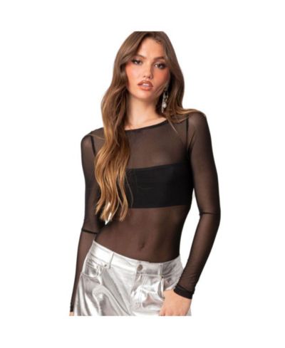 Women's Sheer mesh bandeau bodysuit