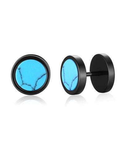 Stainless Steel Round Stone Stud Earrings