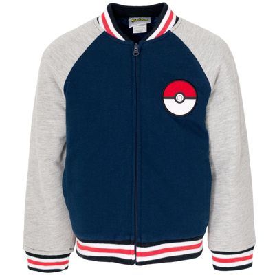 Мужская куртка-бомбер Pokemon с молнией и воротником-стойкой, французская терри, для детей от малышей до подростков