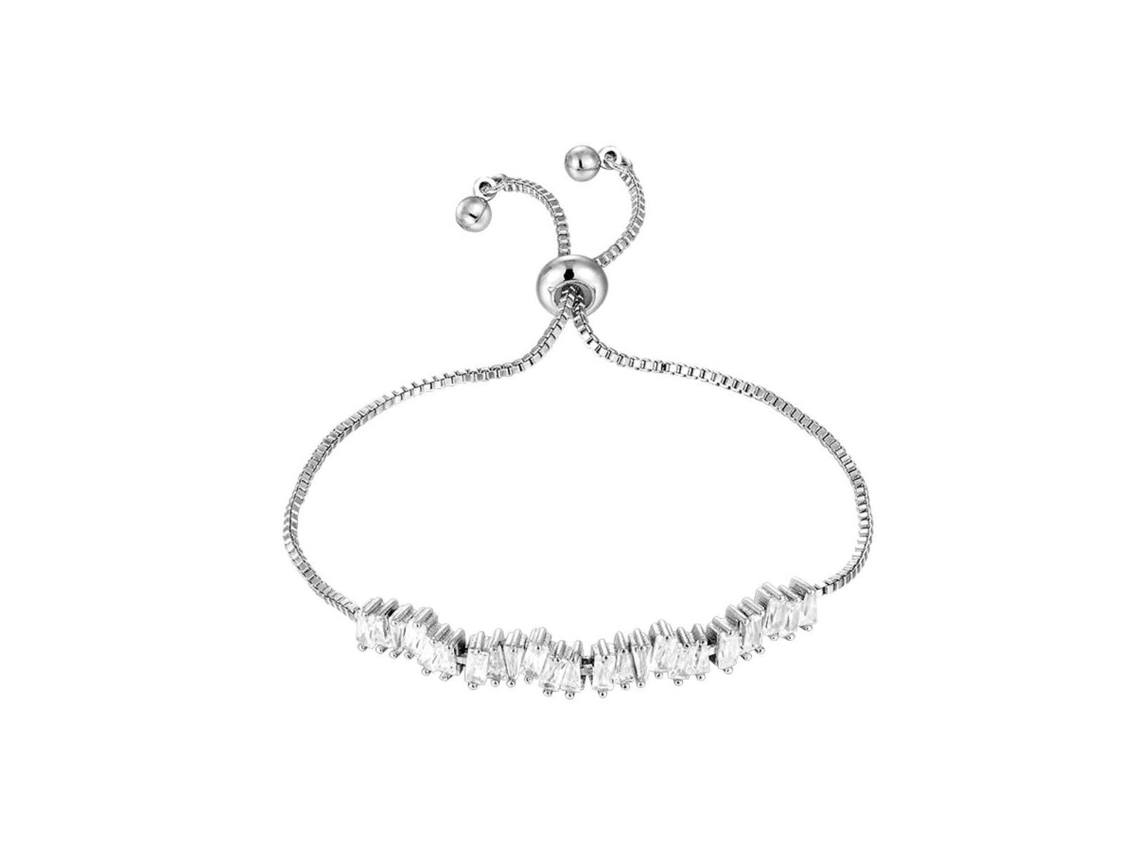 Cubic Zirconia Tennis Bracelet  with  Adjustable Spring Clasp