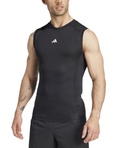 adidas Мужская компрессионная футболка без рукавов Tech-Fit, Fitted Crewneck