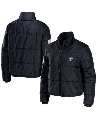 Женский укороченный пуховик WEAR by Erin Andrews Black New Orleans Saints Full-Zip