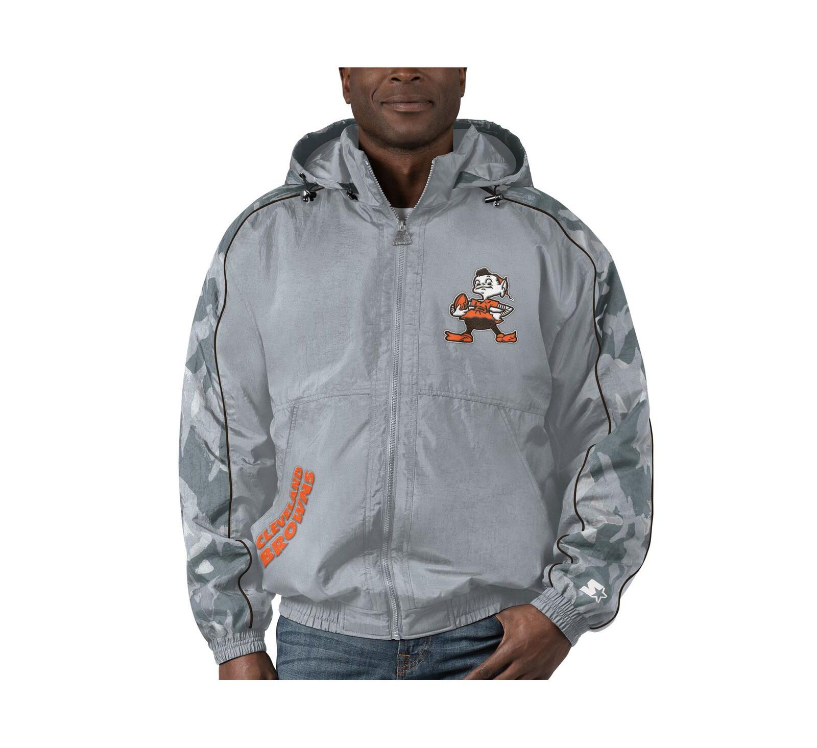 Starter куртка мужская Cleveland Browns Thursday Night Gridiron Throwback, серая, на молнии