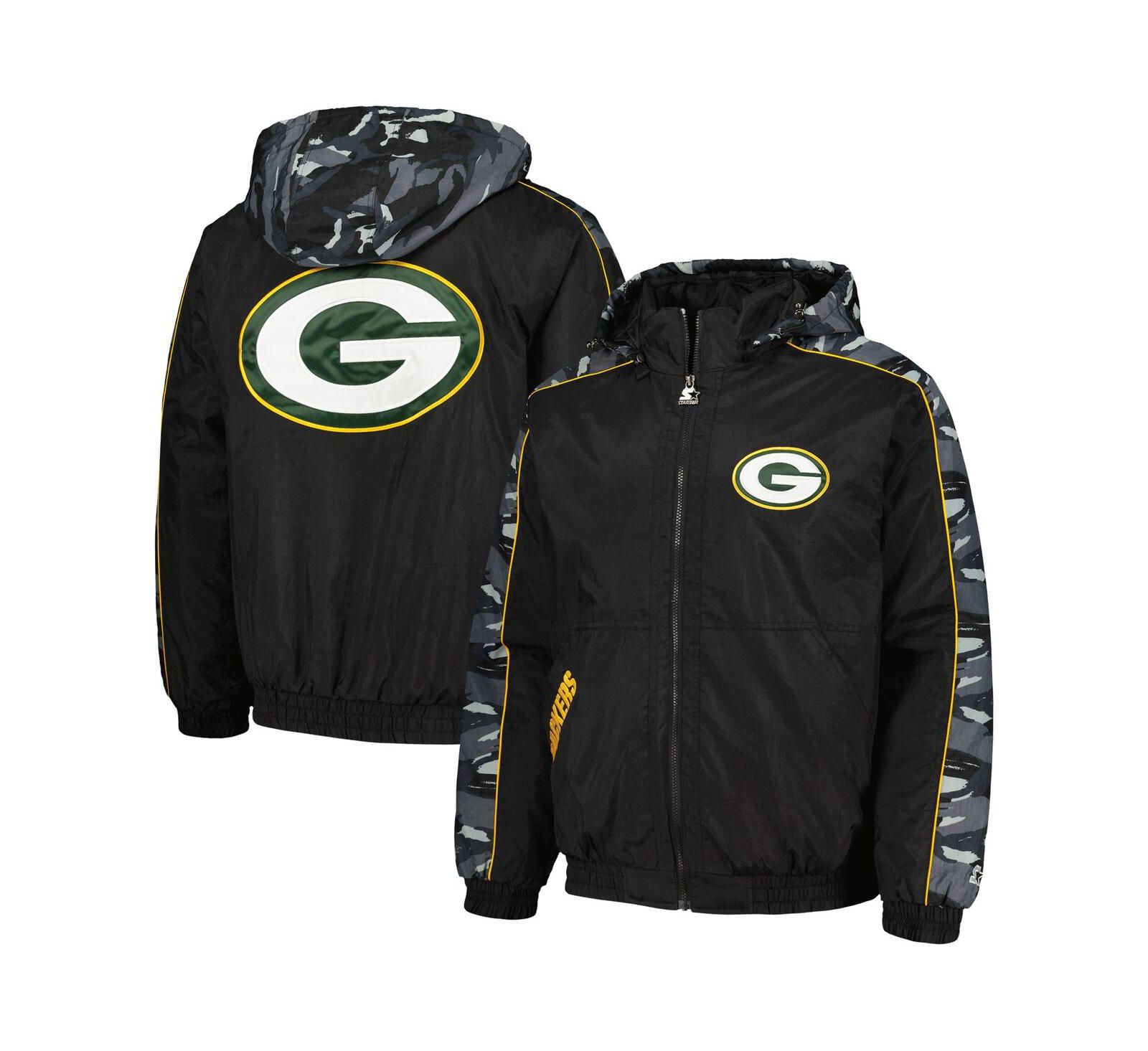 Мужская толстовка на молнии Starter Black Green Bay Packers Thursday Night Gridiron