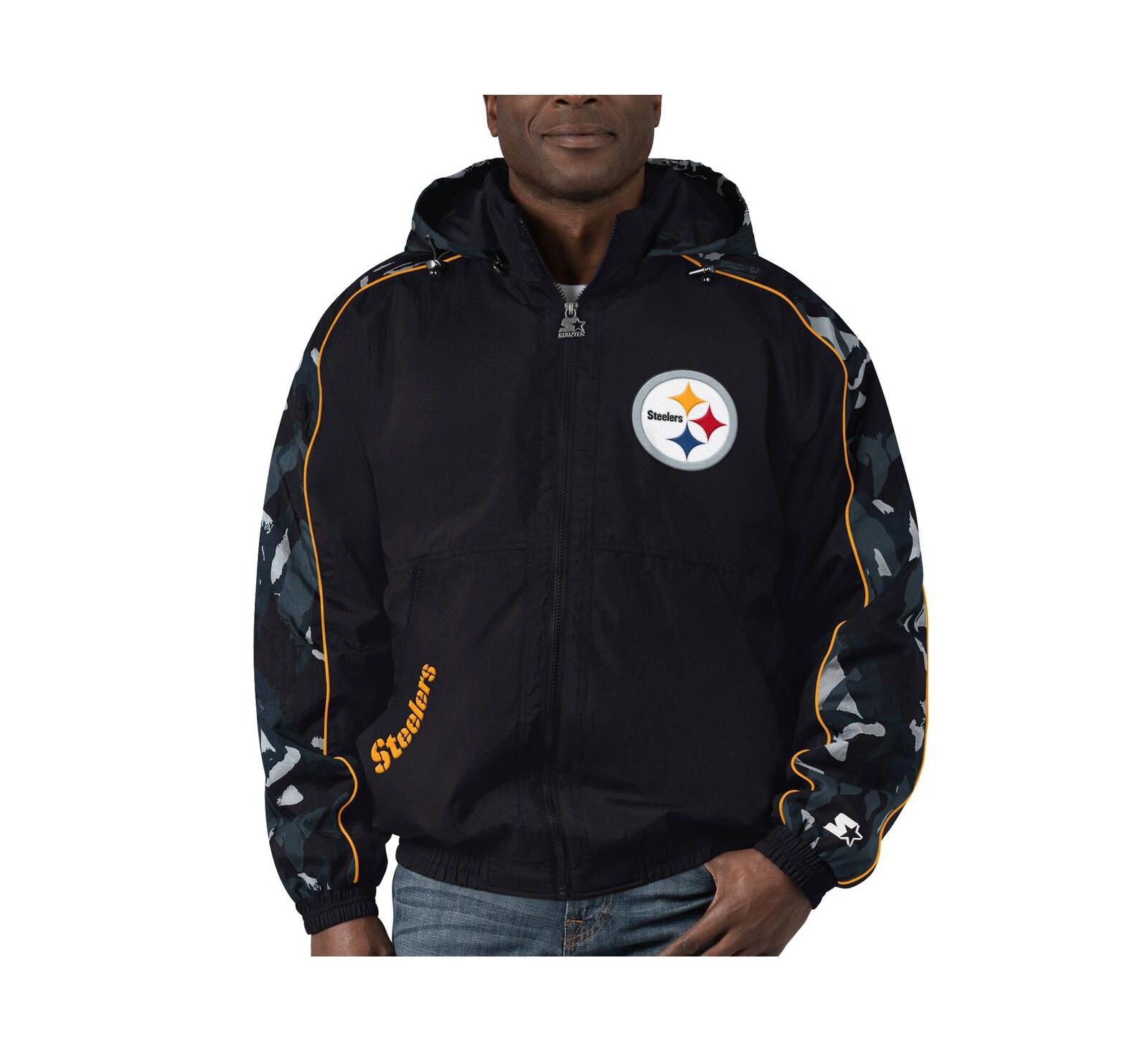 Мужской Starter Black Pittsburgh Steelers Thursday Night Gridiron Full-Zip Hoodie Jacket