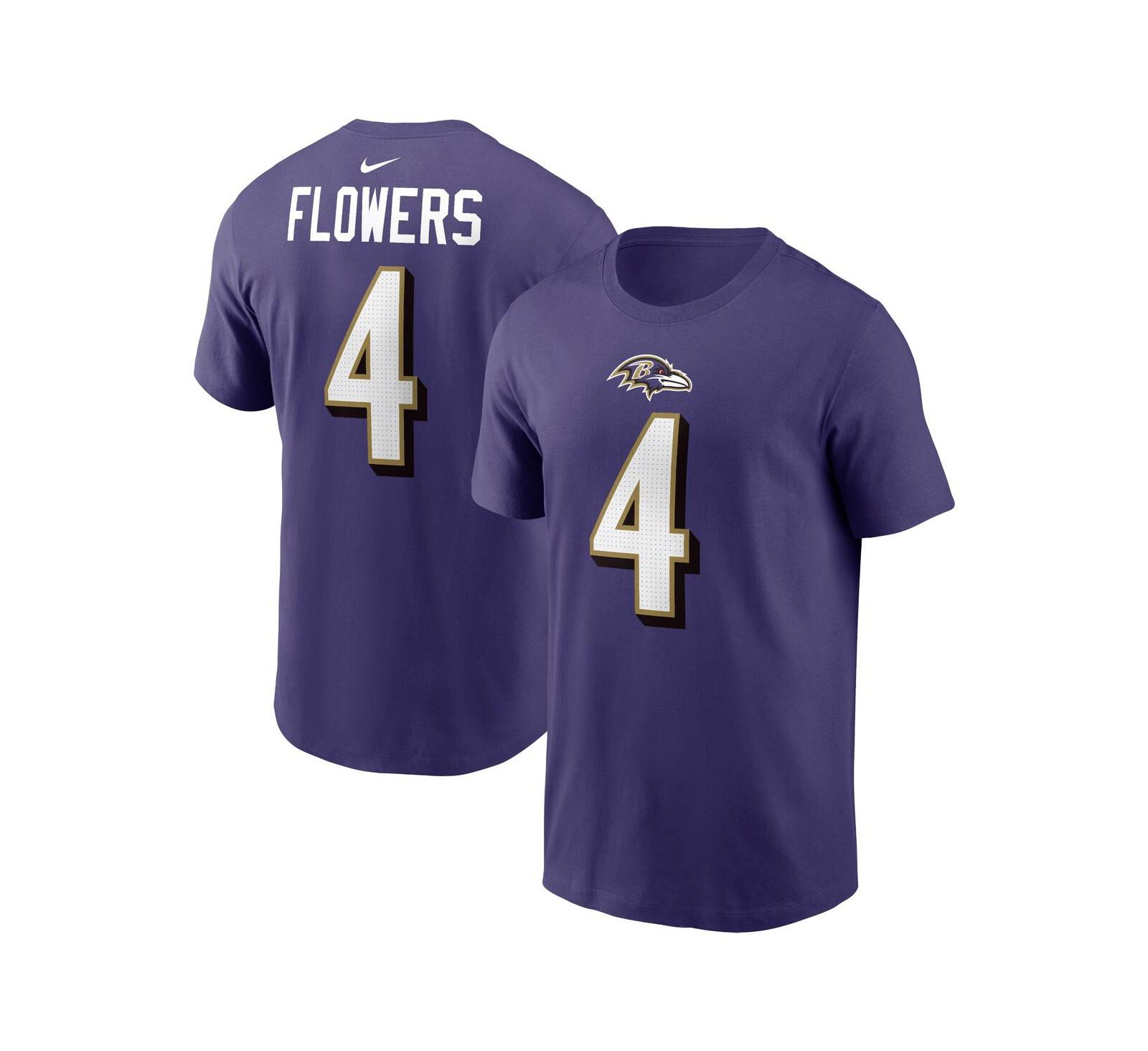 Men's Nike Zay Flowers Purple Baltimore Ravens Player Name and Number T-shirt