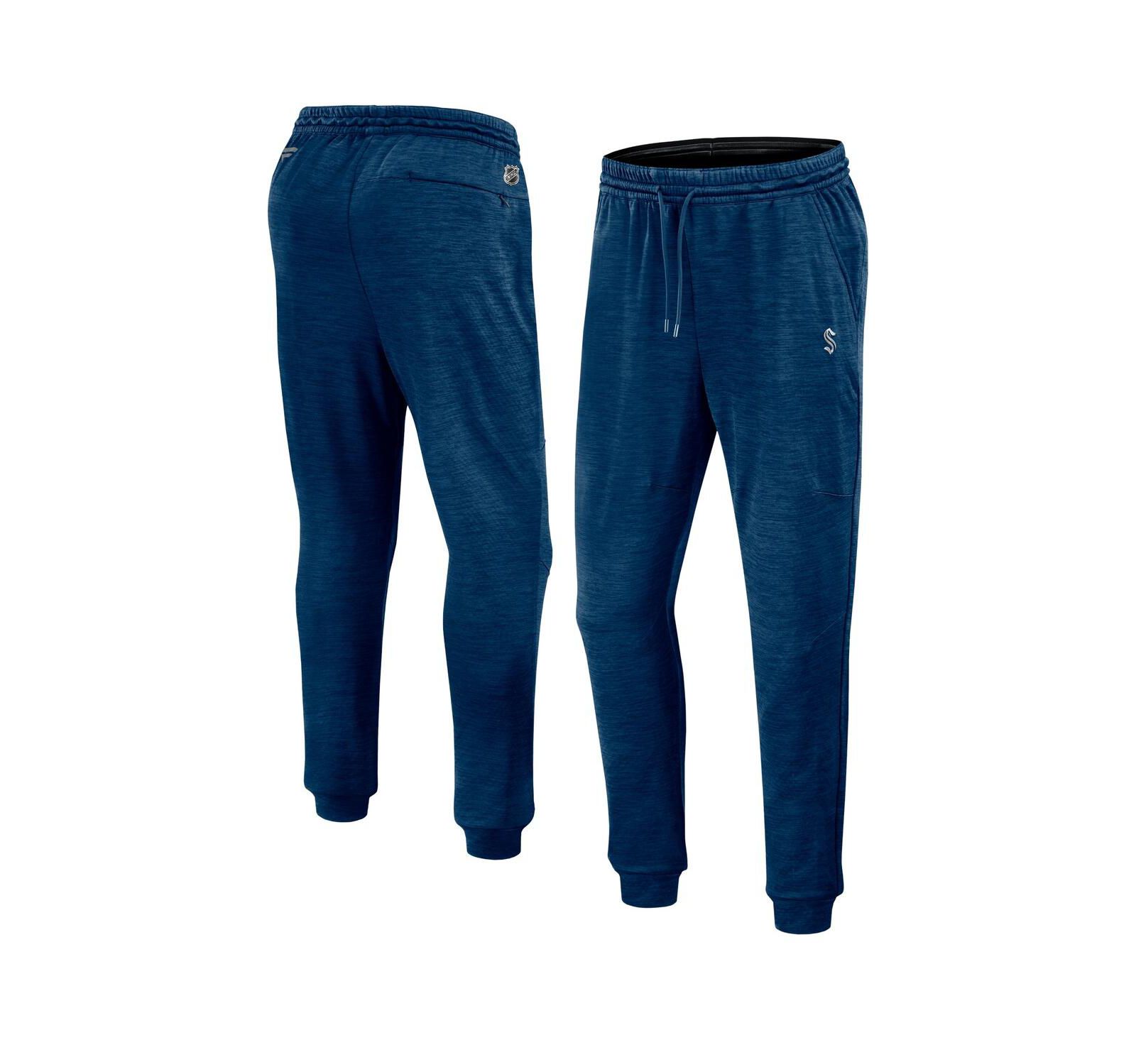 Men's Fanatics Heather Deep Sea Blue Seattle Kraken Authentic Pro Fleece Sweatpants
