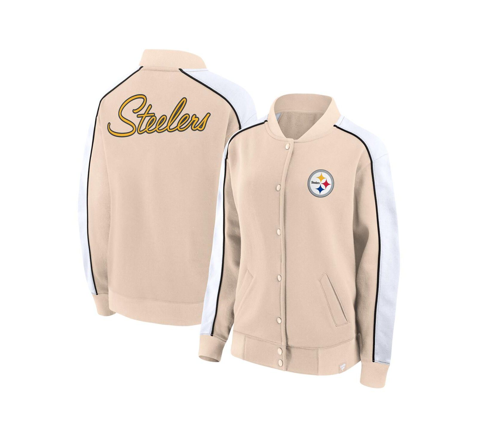 Женская университетская куртка Fanatics Tan Pittsburgh Steelers Lounge Full-Snap Varsity