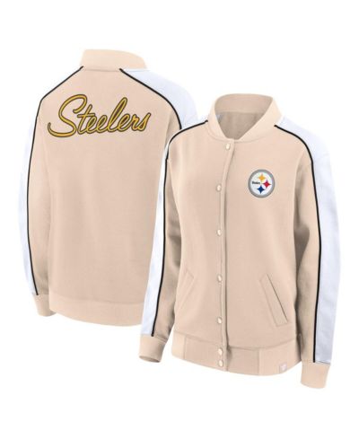 Женская университетская куртка Fanatics Tan Pittsburgh Steelers Lounge Full-Snap Varsity