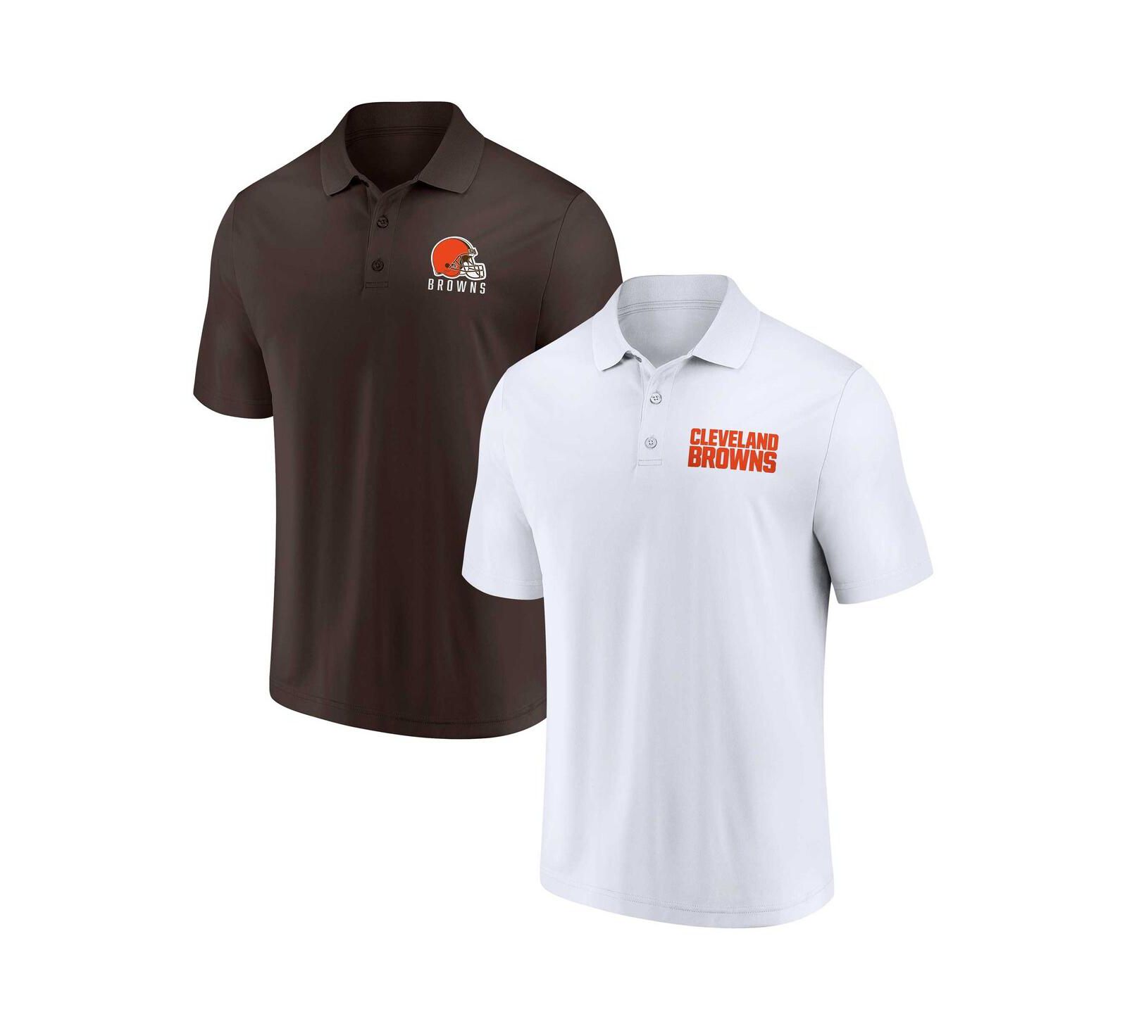 Мужской набор из 2-х поло рубашек Fanatics White, Brown Cleveland Browns Lockup