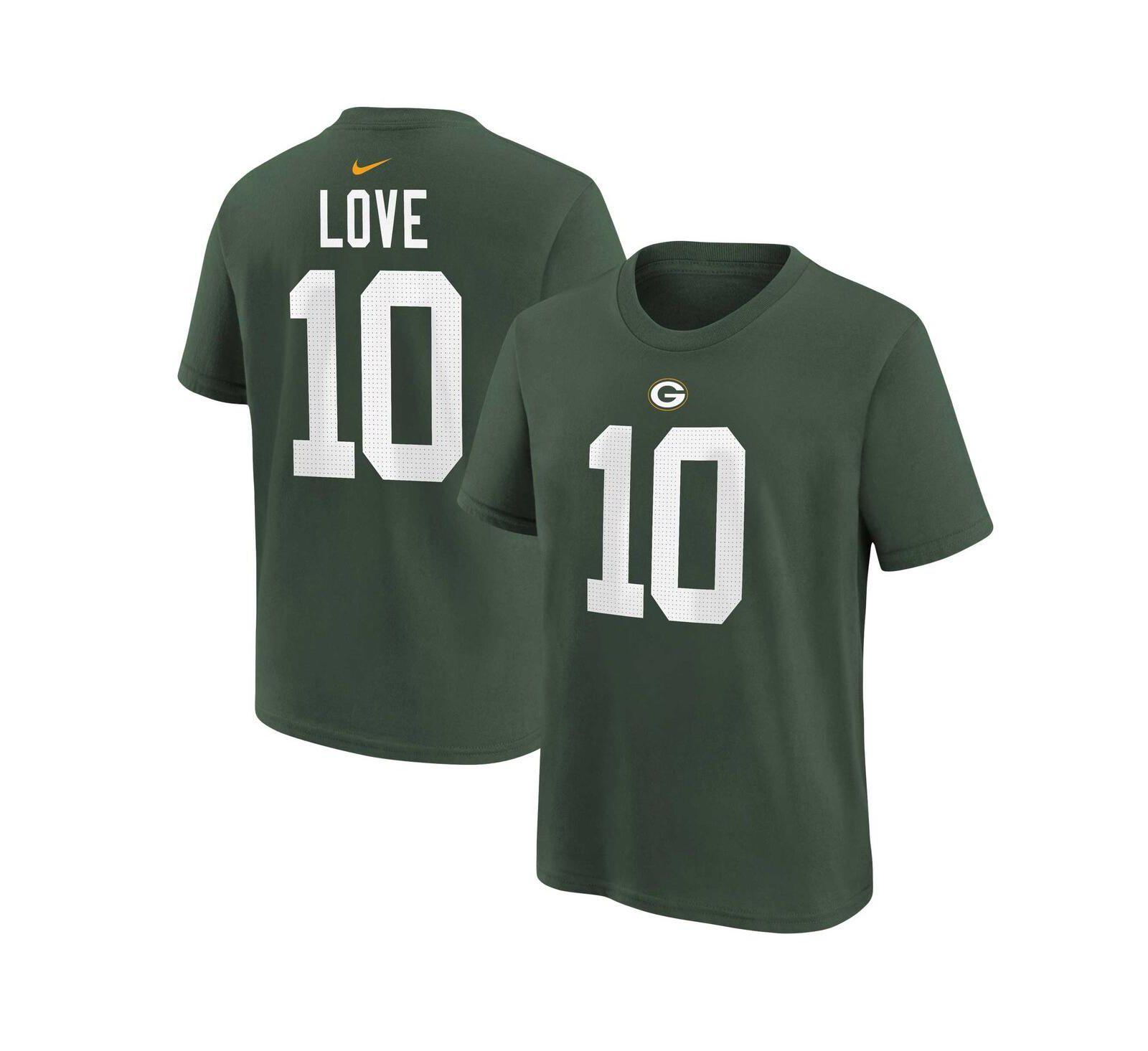 Big Boys Nike Jordan Love Green Green Bay Packers Player Name and Number T-shirt