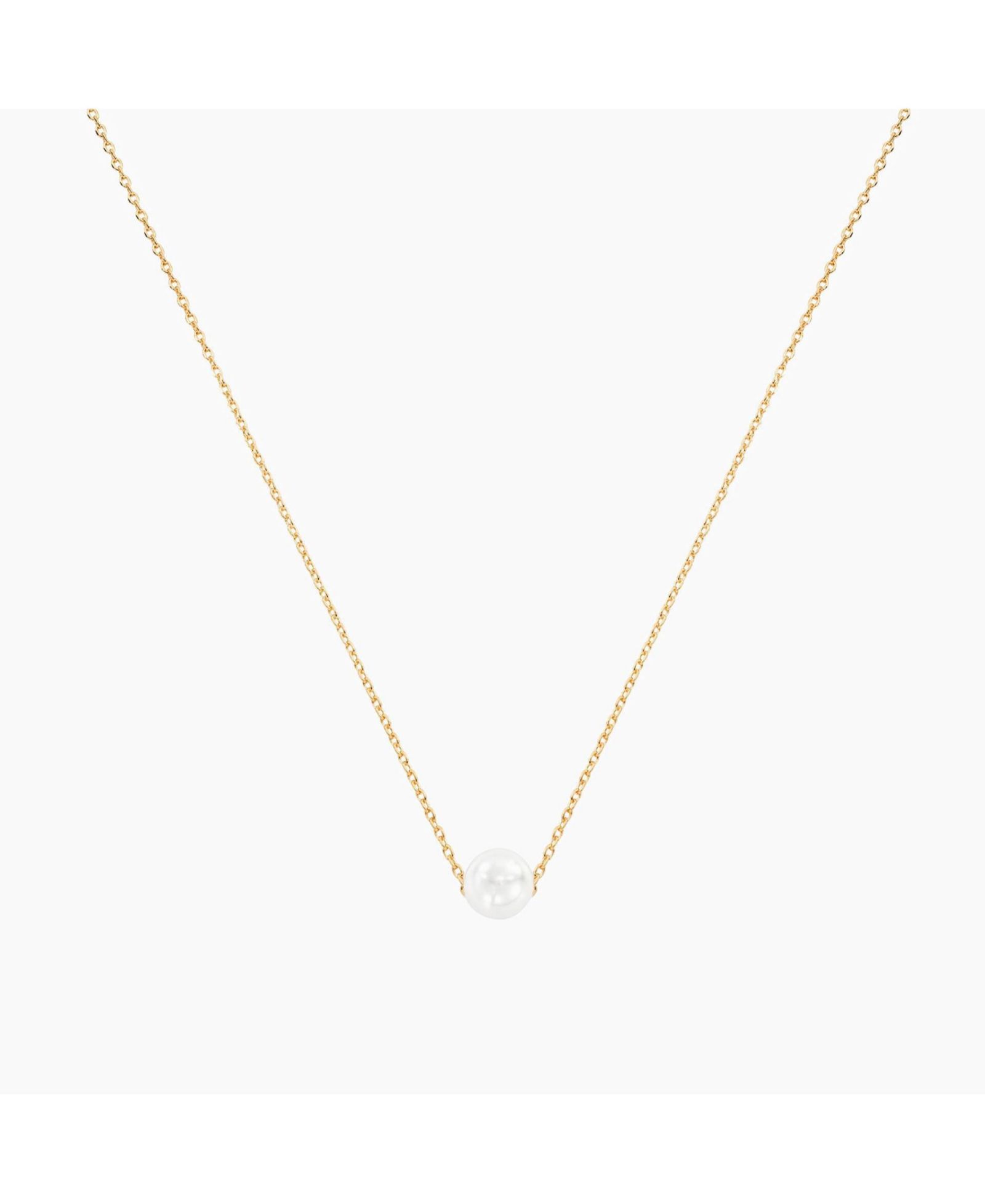 Sterling Silver 18k Gold Plated Abby Single Pearl Necklace Minimal
