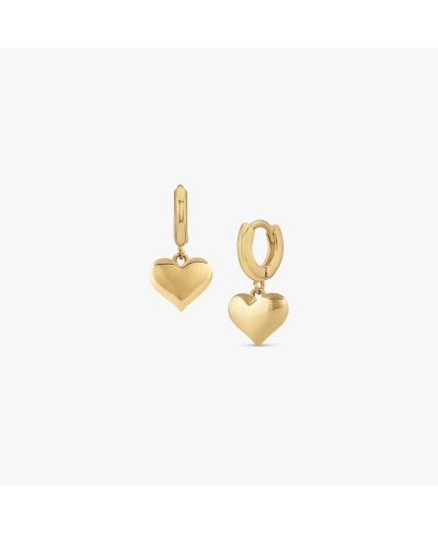 Серьги-кольцо Bearfruit Jewelry с подвесками в форме сердца, позолоченное золото 14k