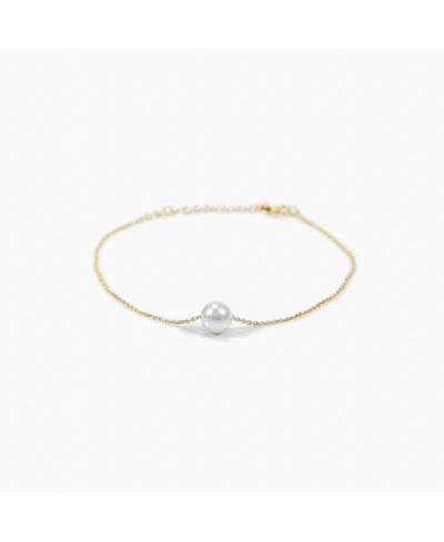 Sterling Silver 18k Gold Plated Abby Single Pearl Bracelet Minimalist