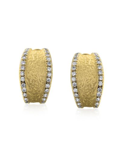 Серьги-полукольца Bling Jewelry с матовой молотой текстурой, инкрустированные фианитами, позолоченные