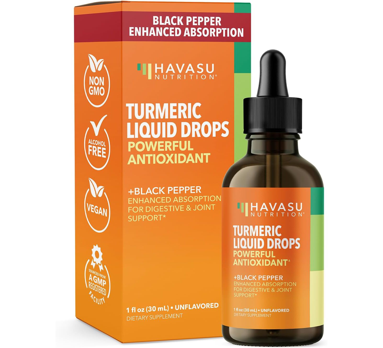 HAVASU NUTRITION Органические жидкие капли куркумы, 1 fl oz