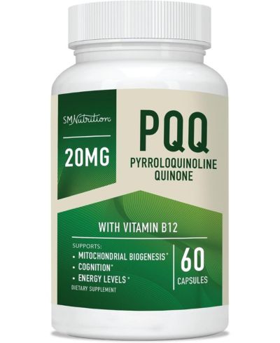 SMNutrition PQQ добавка 20mg | Оптимизатор митохондриального биогенеза и энергии с CoQ10 и витамином B12 | Поддержка здоровья мозга | Ultra PQQ Formula | Gluten-Free | 60 капсул