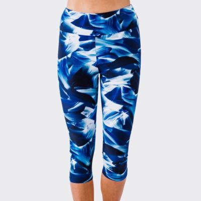 Calypsa Women's High Waisted Chlorine Resistant Capri Swim Leggings