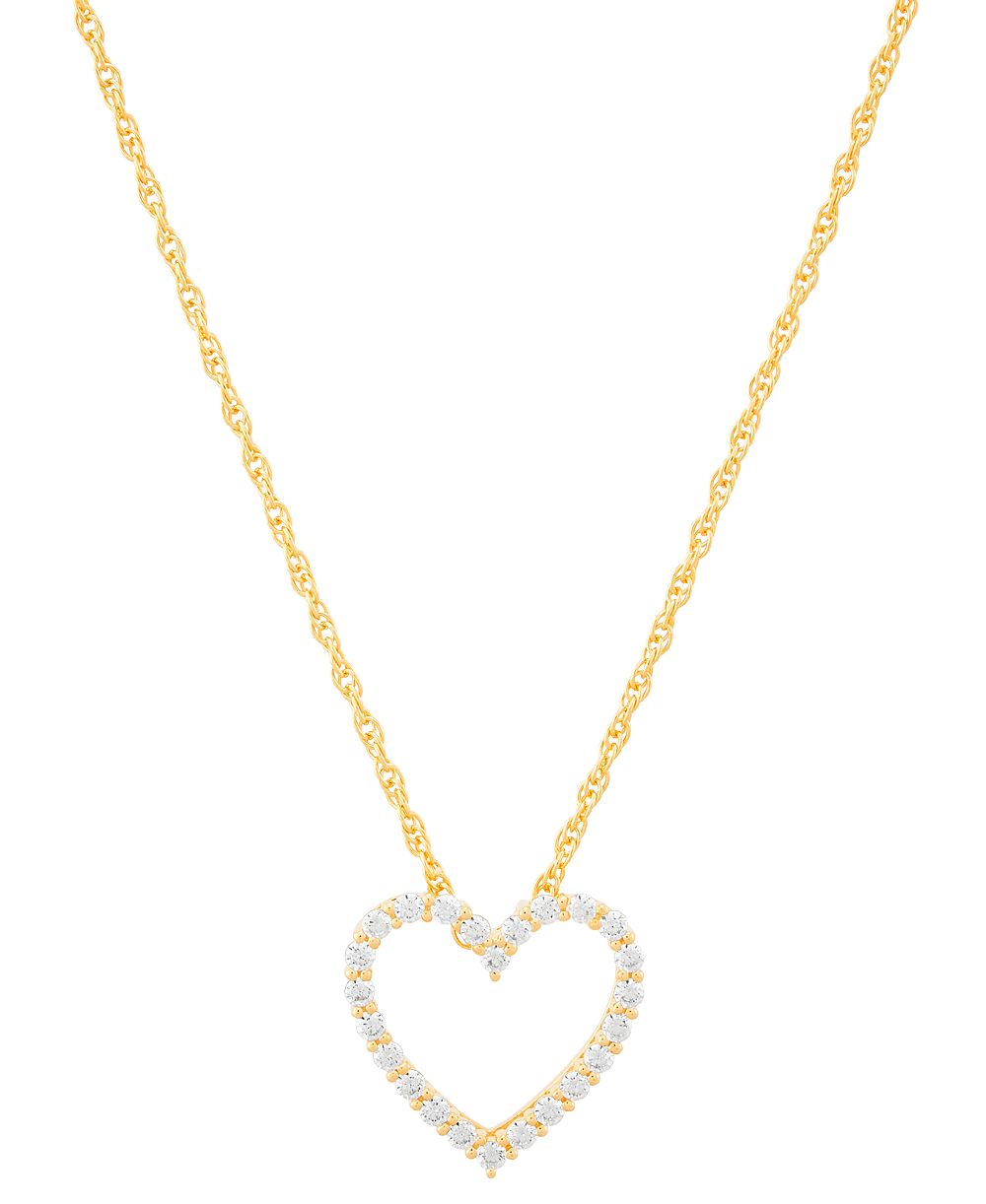 Подвеска-кулон Diamond Open Heart (1/4 ct. t.w.) в 14k Gold-Plated Sterling Silver, 16" + 2" extender