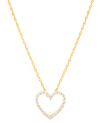 Подвеска-кулон Diamond Open Heart (1/4 ct. t.w.) в 14k Gold-Plated Sterling Silver, 16" + 2" extender