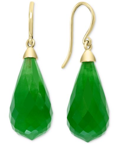 Серьги EFFY® Dyed Jade Fancy-Cut Briolette Drop 14k Gold