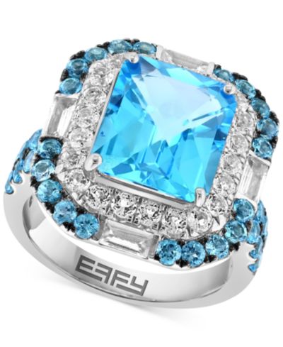 EFFY® Кольцо Halo с голубым топазом и белым топазом в стерлинговом серебре