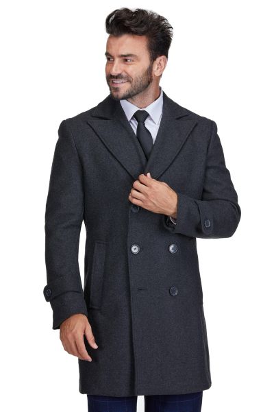Мужское двубортное шерстяное пальто Braveman Big & Tall Pea Coat