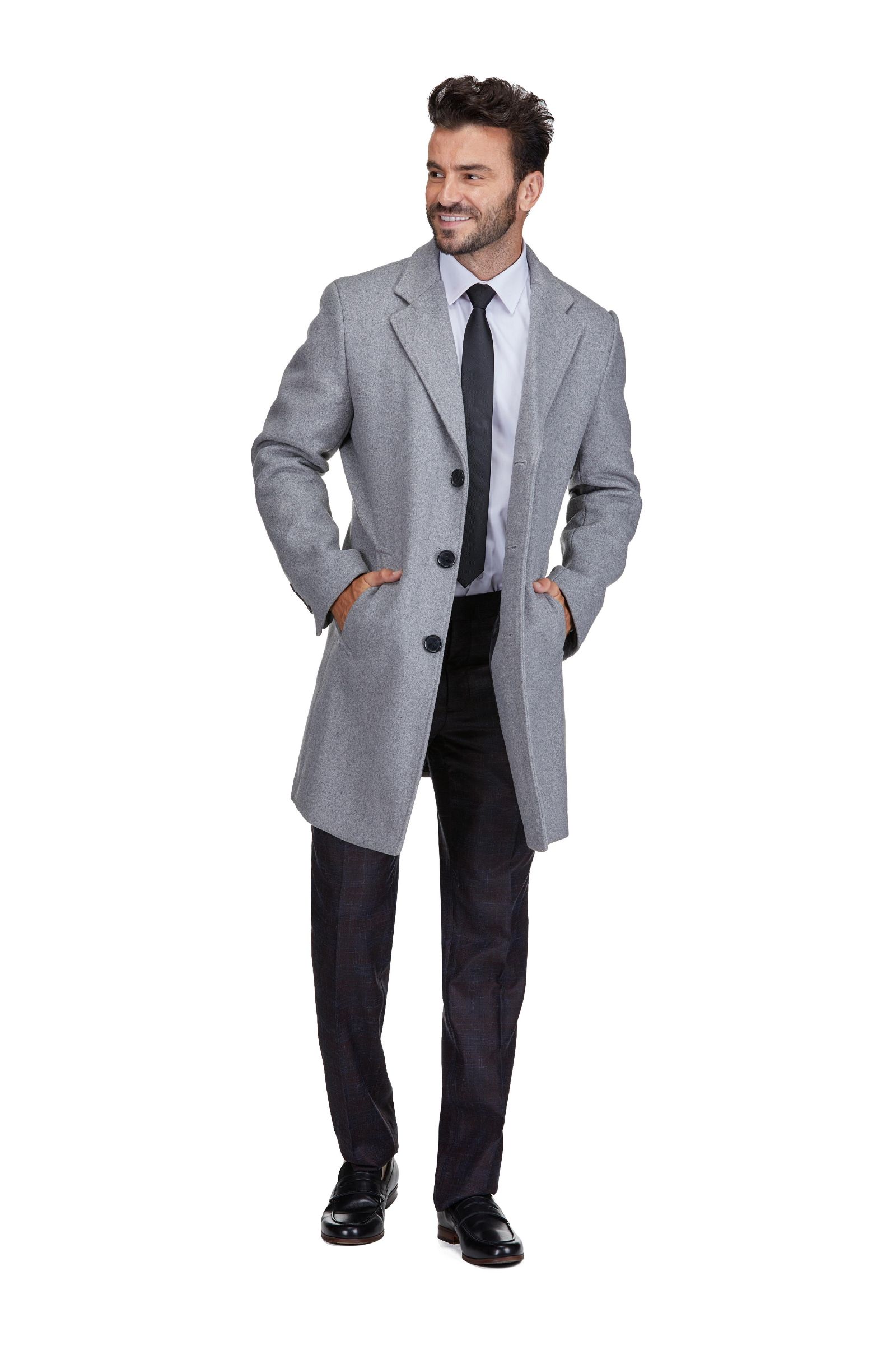 Мужское шерстяное пальто Braveman Tailored Wool Blend Notch Collar