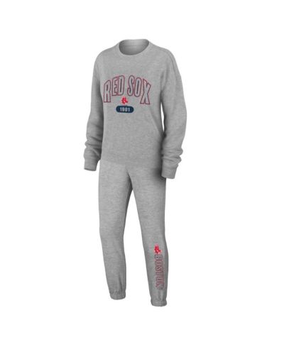 Women's WEAR by Erin Andrews Gray Boston Red Sox Knitted T-shirt and Pants Lounge Set