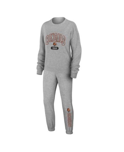 Женский комплект из футболки и брюк WEAR by Erin Andrews Heather Gray Cincinnati Bengals Plus Size трикотажный длинный рукав