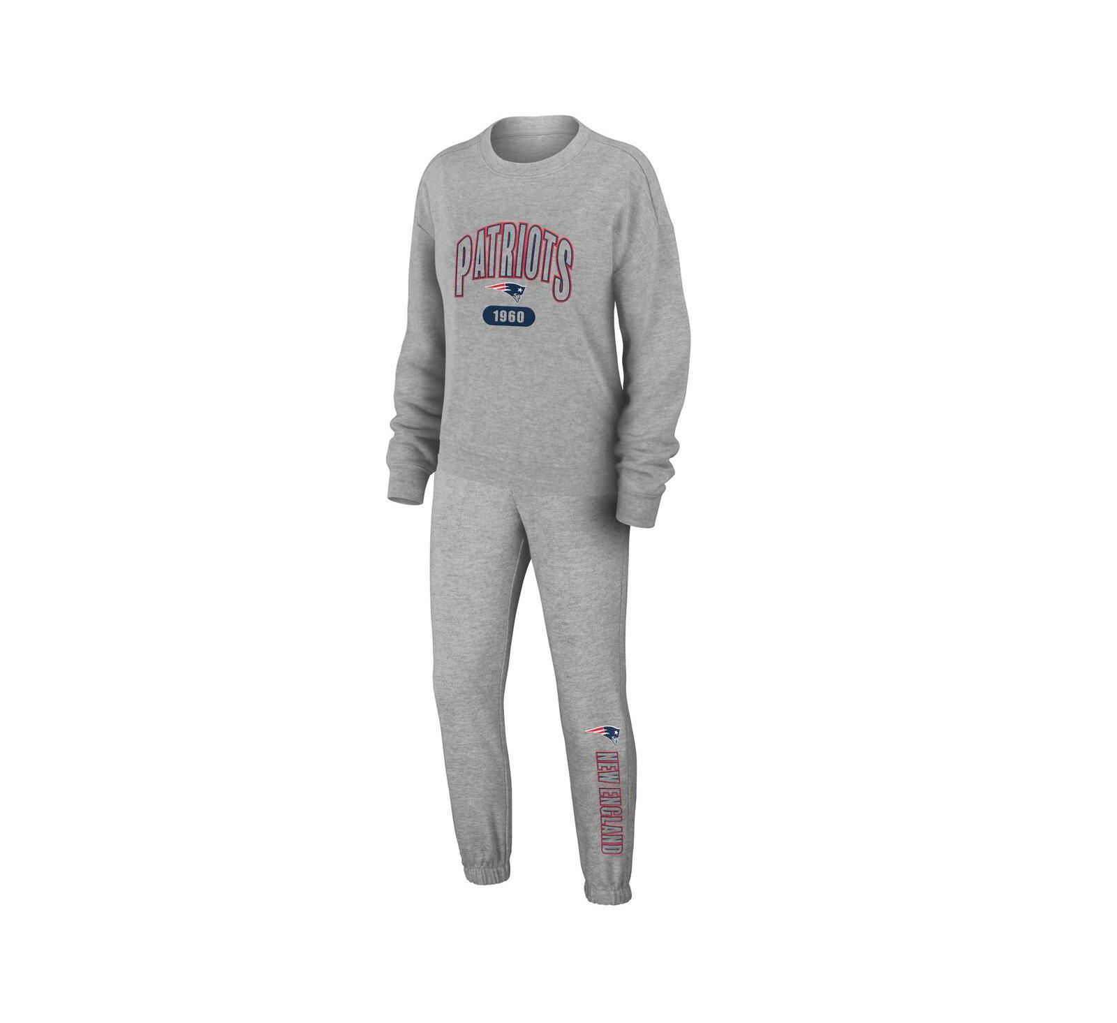 Женский комплект из лонгслив футболки и брюк WEAR by Erin Andrews Heather Gray New England Patriots Plus Size