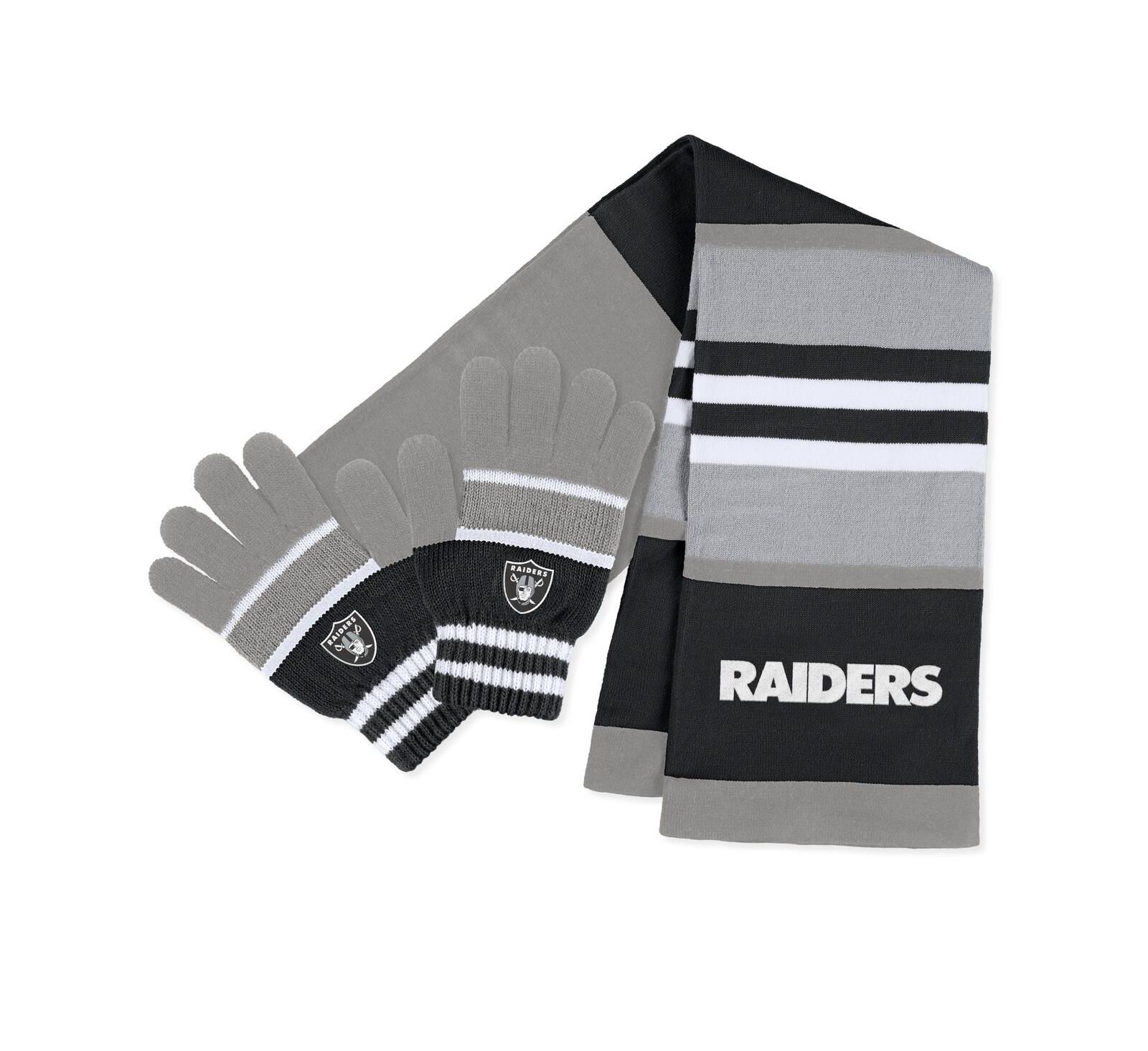 Women's WEAR by Erin Andrews Las Vegas Raiders Stripe Glove and Scarf Set