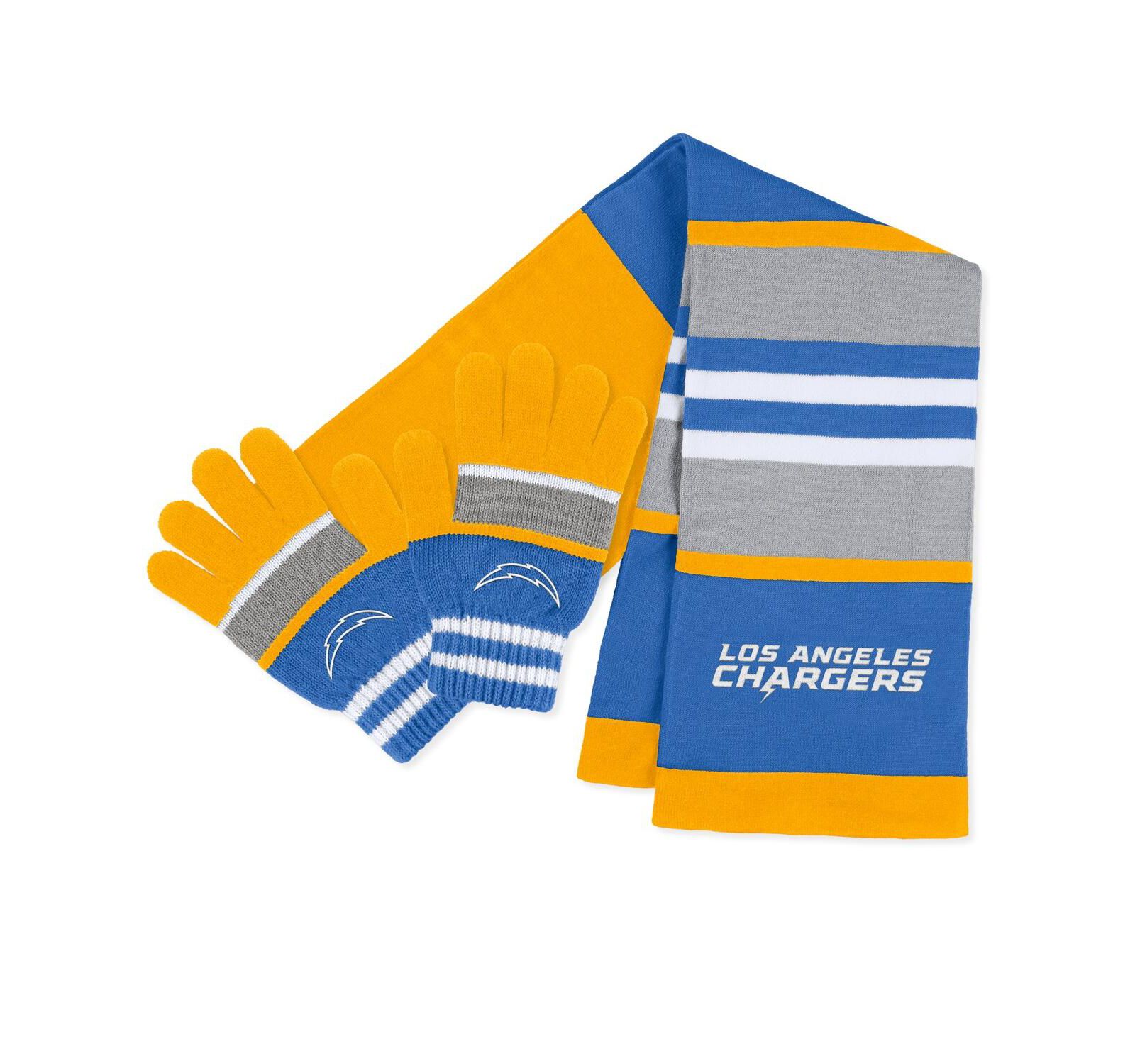 Женский комплект перчатка и шарф WEAR by Erin Andrews Los Angeles Chargers Stripe