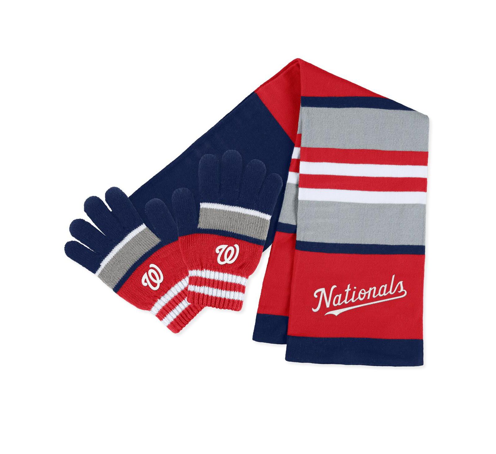 Женский комплект WEAR by Erin Andrews: перчатки и шарф в полоску Washington Nationals