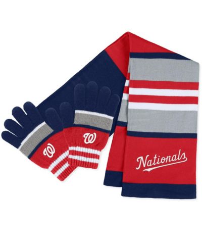 Женский комплект WEAR by Erin Andrews: перчатки и шарф в полоску Washington Nationals