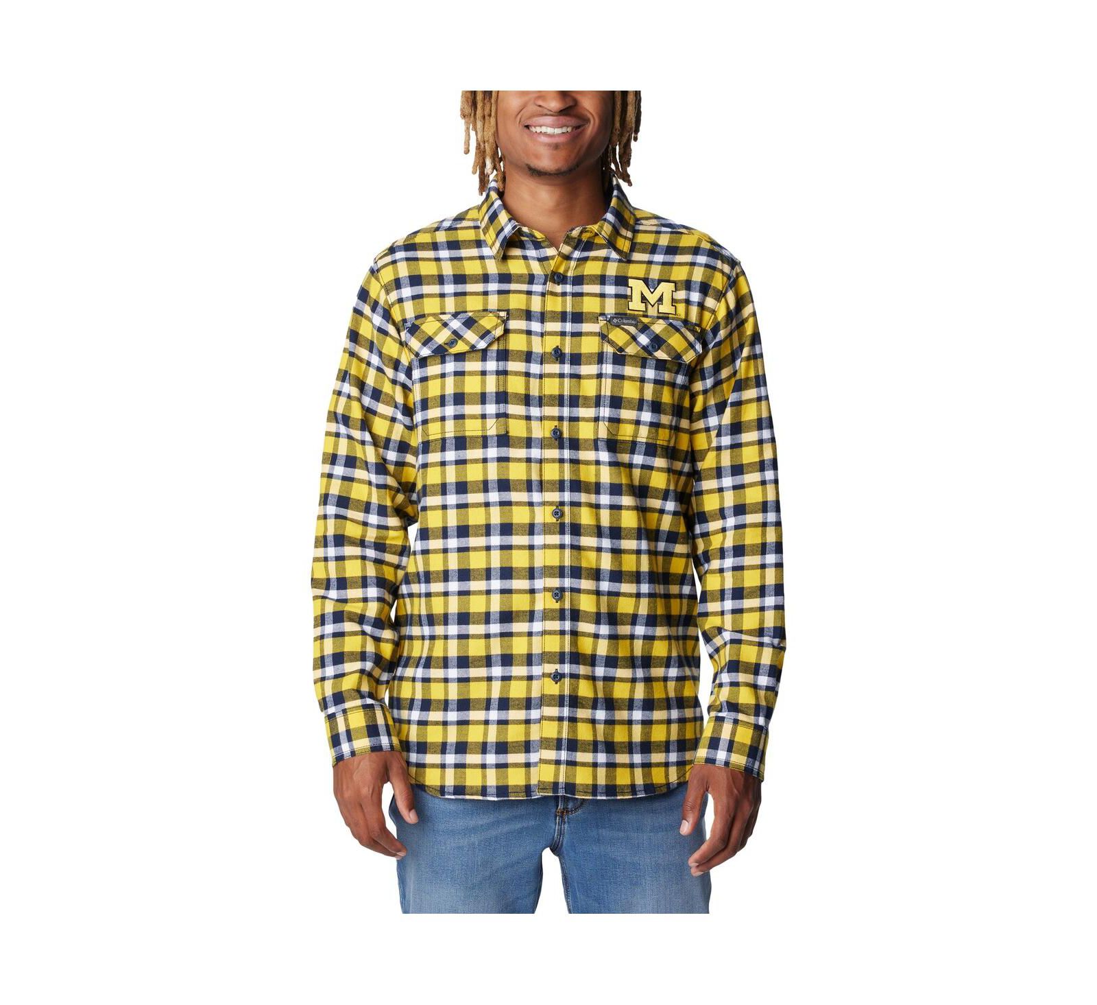 Мужская фланелевая рубашка Columbia Maize Michigan Wolverines Flare Long Sleeve