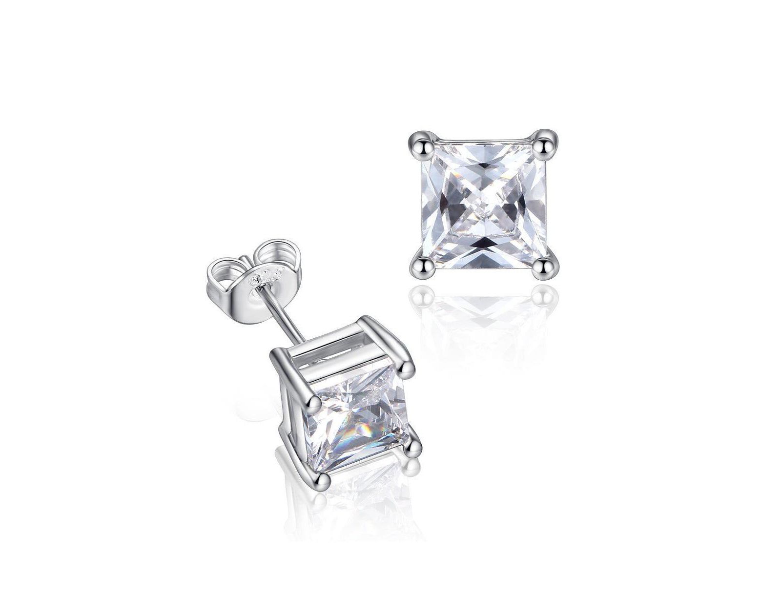 Серьги-гвоздики с кубическим циркония Princess Cut, Half Carat