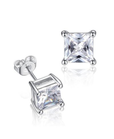 Серьги-гвоздики с кубическим циркония Princess Cut, Half Carat